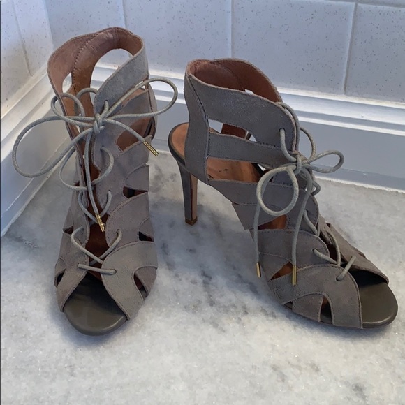 Joie Shoes - Joie Gray suede lace up heels size 7.5